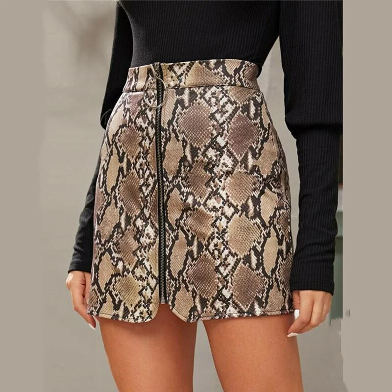 BerriesJam - Sexy Serpentine Zip Up High Waist Mini Skirts White Mini Skirt