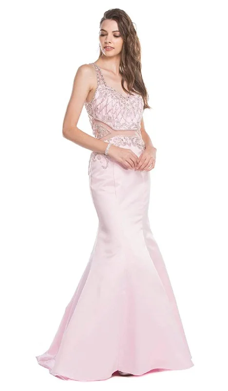 Aspeed Design - Bejeweled V-neck Mermaid Prom Dress Anniversary unclassified dresses