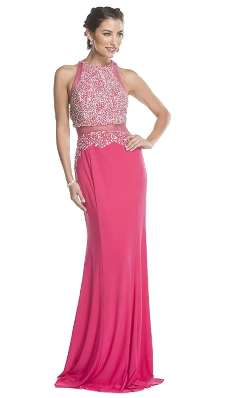 Aspeed Design - Mock Two Piece Jeweled Halter Prom Dress Bodycon unclassified dresses