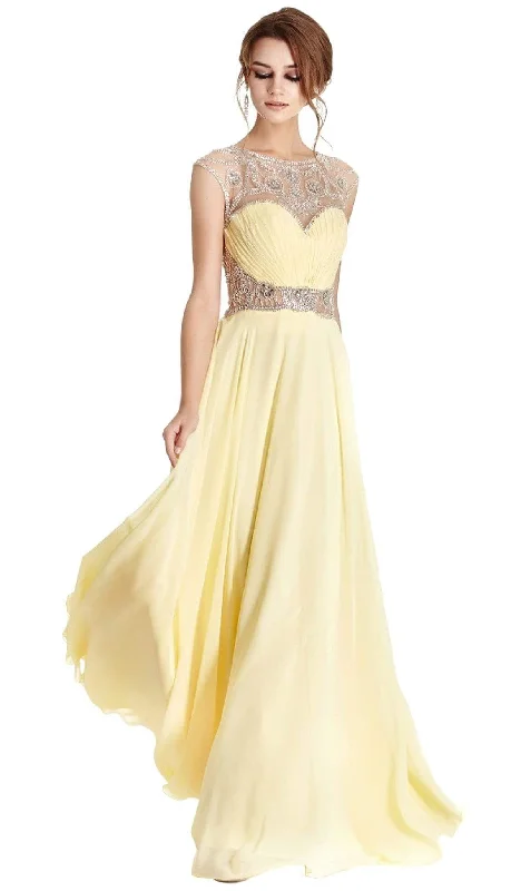 Aspeed Design - Ornate Illusion Bateau A-line Prom Dress Earthy tone unclassified dresses