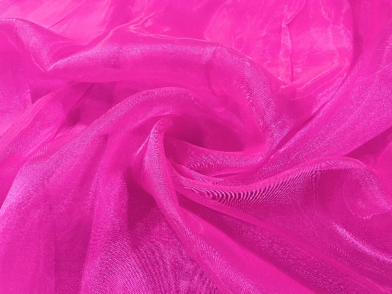 Bright Pink Plain Organza Fabric Breathable unclassified dresses