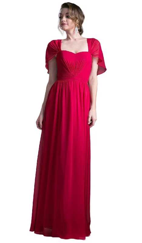 Cinderella Divine - Ruched Semi-Sweetheart Dress With Cape Detail Discounted unclassified dresses