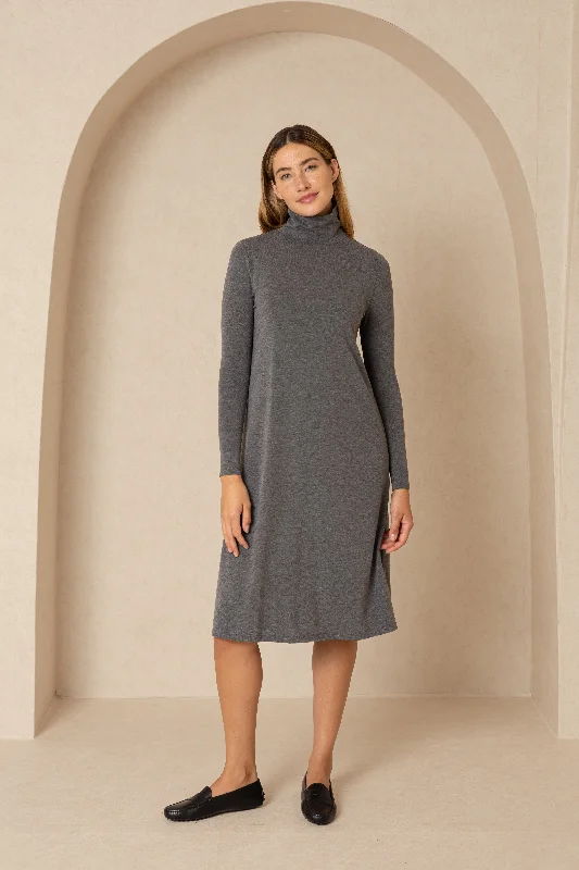 Grey Turtleneck Swing Dress Women's unclassified dresses