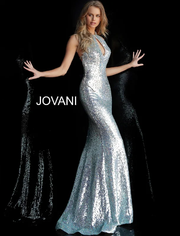 Jovani 64182 Long Halter Sequined Prom Gown Shein party dresses