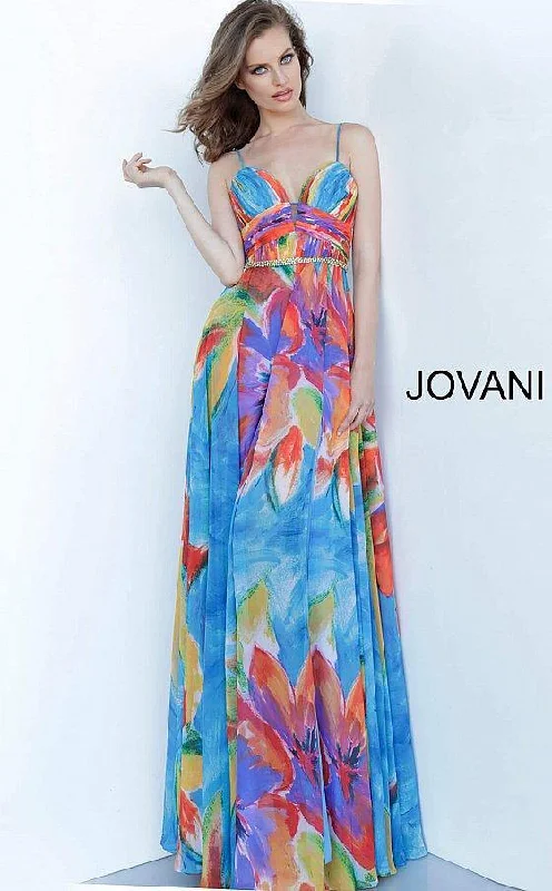 Jovani 65613 Long Floral Print Prom Gown