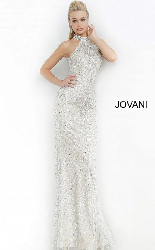 Jovani 3833 Long Formal Halter Prom Gown