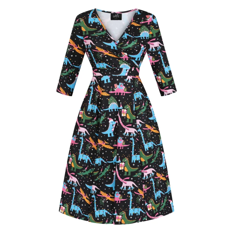 Lyra Dress - Xmas Party Dino Cotton party dresses