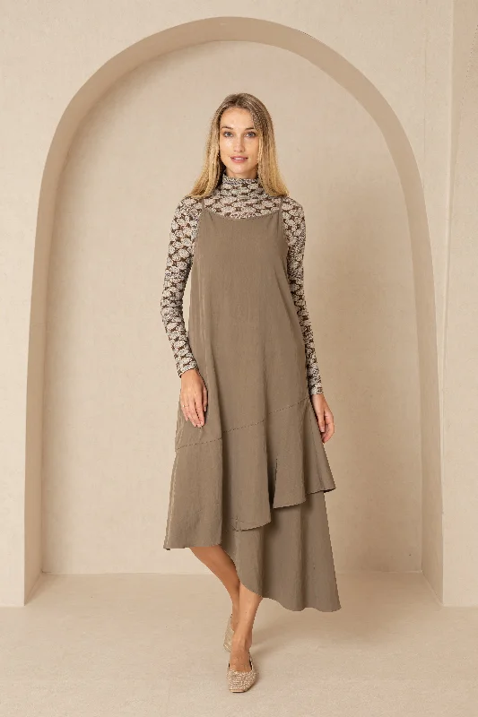 Olive Asymmetrical Ruffle Jumper Chic unclassified dresses