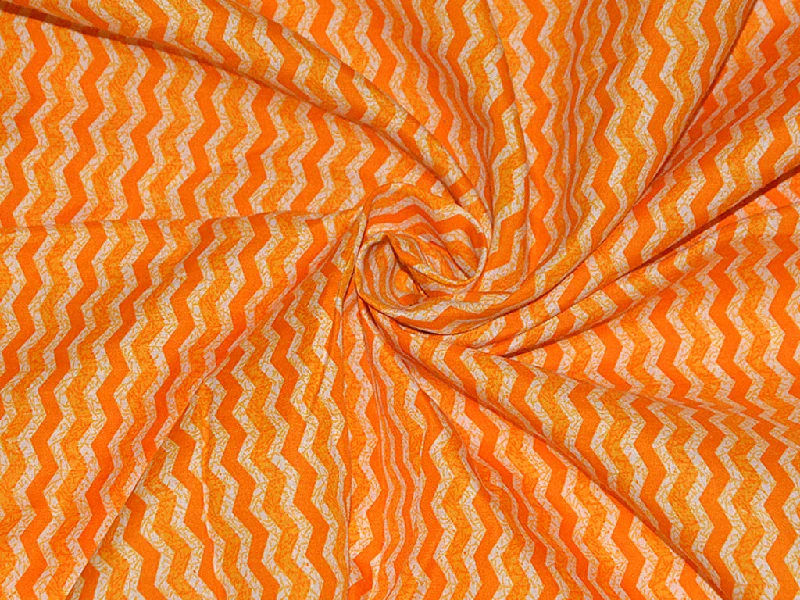 Orange & White Chevron  Pure Cotton Fabric Silk unclassified dresses