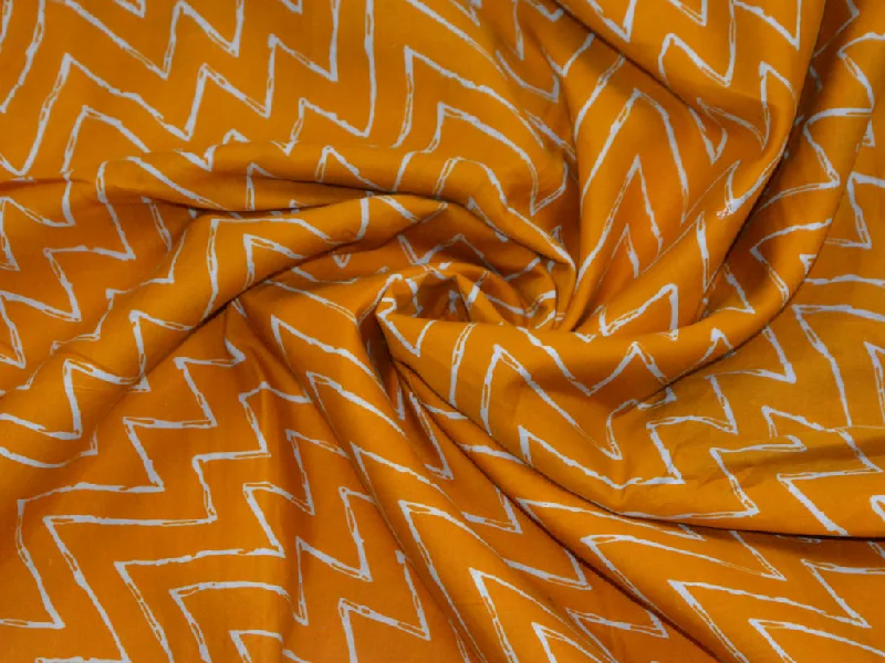 Orange & White Chevron Pure Cotton Fabric Festival unclassified dresses