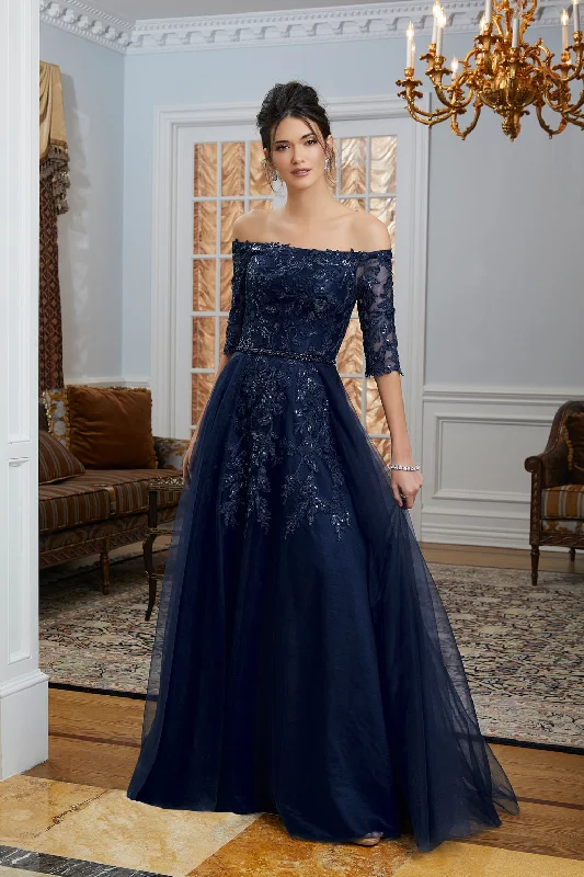 MGNY Madeline Gardner New York 72834 Long Formal Gown with Detachable Overskirt Comfortable Maxi Look