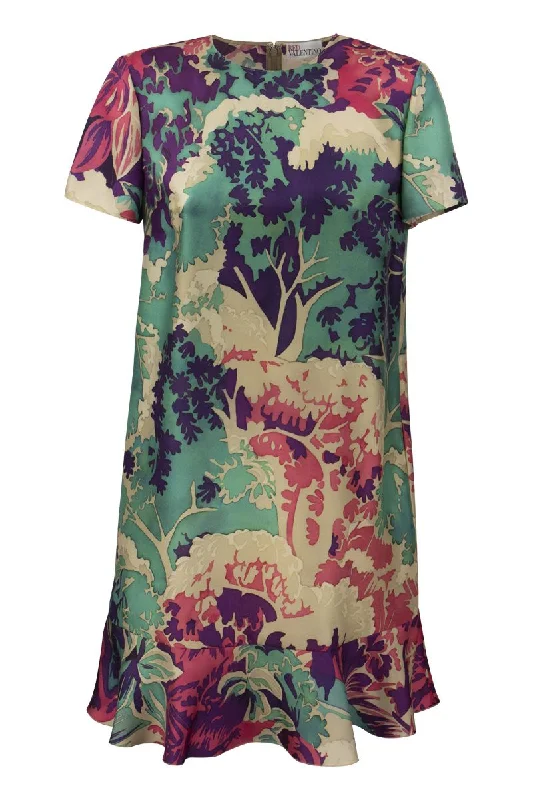 Emerald Forest print silk dress Best floral dresses for work