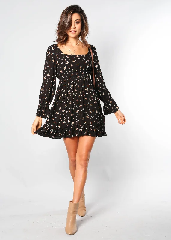 Finding My Way Dress - Black Floral Outdoor floral dresses