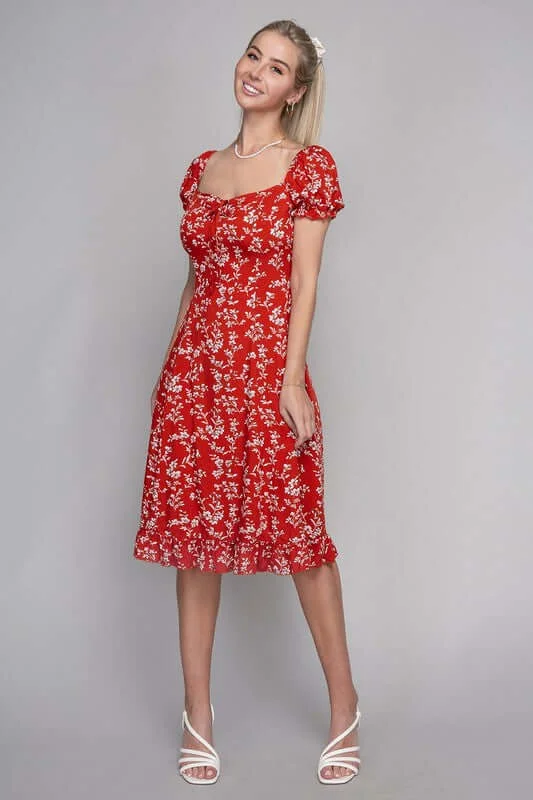 Floral Sweetheart Neck Summer Dress