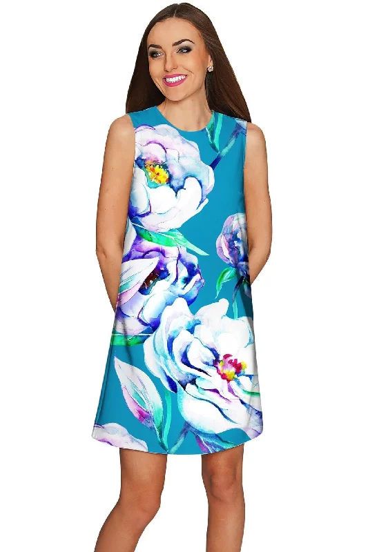 Gentle You Adele Elegant Blue Floral Shift Dress - Women