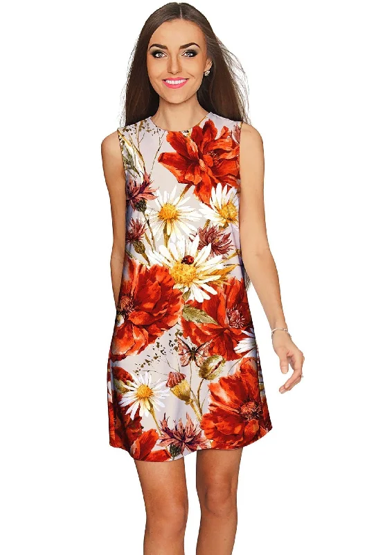 In The Wheat Field Adele Designer Floral Shift Dress - Women