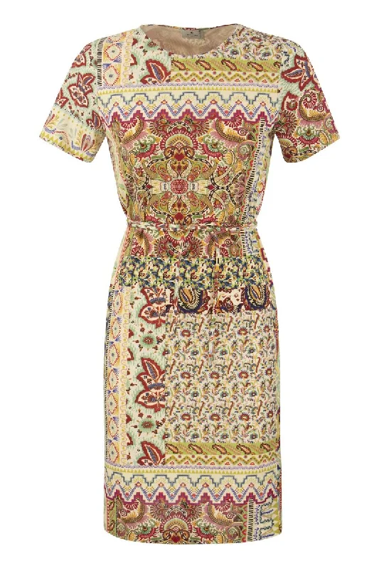 Jersey dress with Patchwork print Comfortable floral dresses for everyday wear