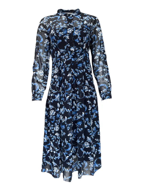 Marella By Max Mara Women's Blue Cloruro Printed A Line Dress Size 8 NWT Best floral dresses for work