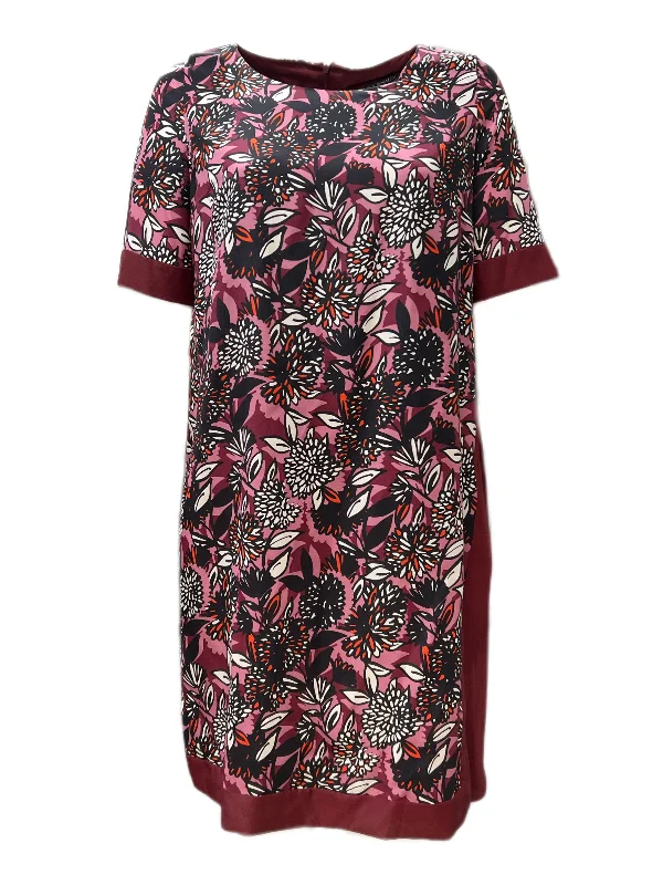 MARINA RINALDI Women's Bordeaux Dopo Floral Shift Dress $580 NWT Midi floral dresses