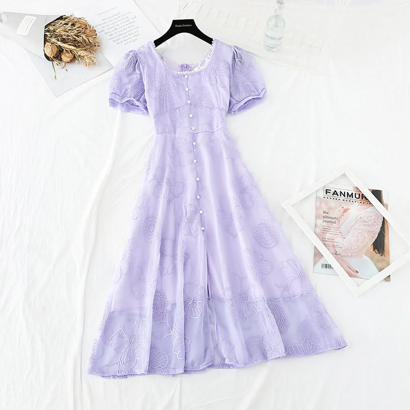 Small fragrance waist closing thin skirt French Vintage chiffon long skirt  4679