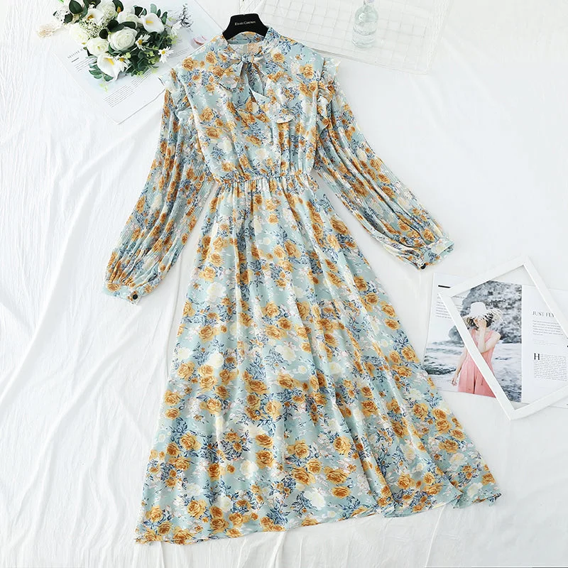 The new female Floral Chiffon dress is slim at the waist  4545 ASOS floral dresses