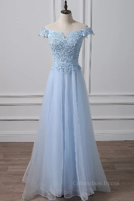 Elegant Off Shoulder Long Sky Blue Lace Corset Prom Dress, Off Shoulder Sky Blue Corset Formal Dress, Sky Blue Lace Evening Dress outfit Lace Overlay Dress