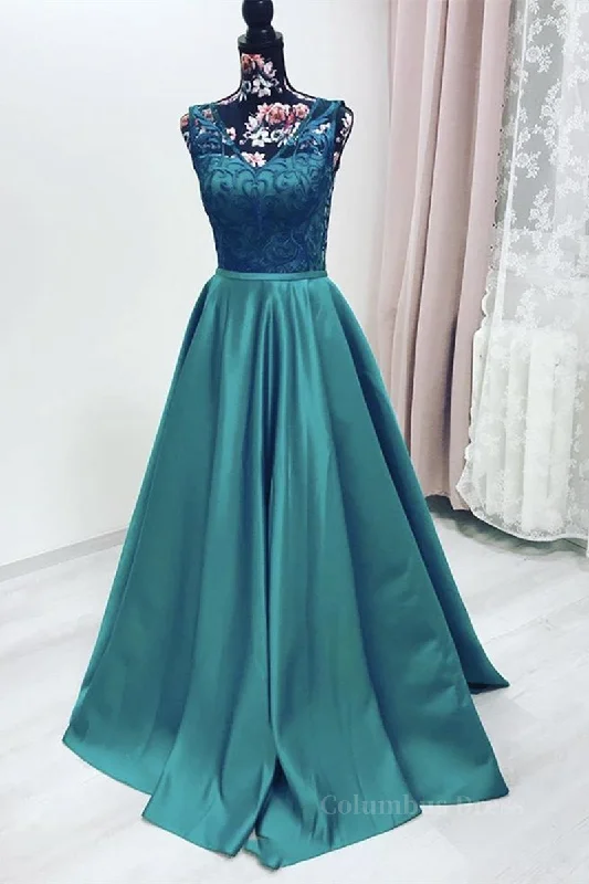 Elegant V Neck Green Lace Long Corset Prom Dress, Green Lace Corset Formal Graduation Evening Dress outfit Lace Dress Dreamy