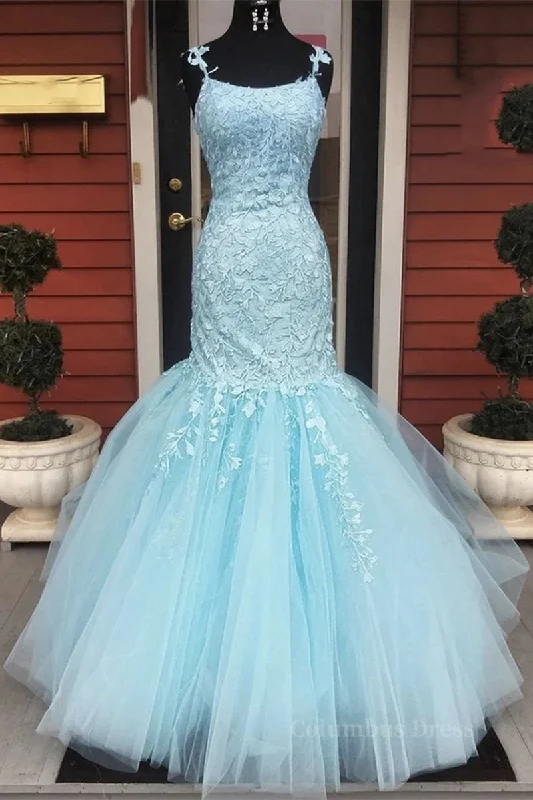 Gorgeous Mermaid Light Blue Lace Long Corset Prom Dresses, Light Blue Mermaid Lace Corset Formal Dresses, Mermaid Lace Evening Dresses outfit Lace Dress Deep V