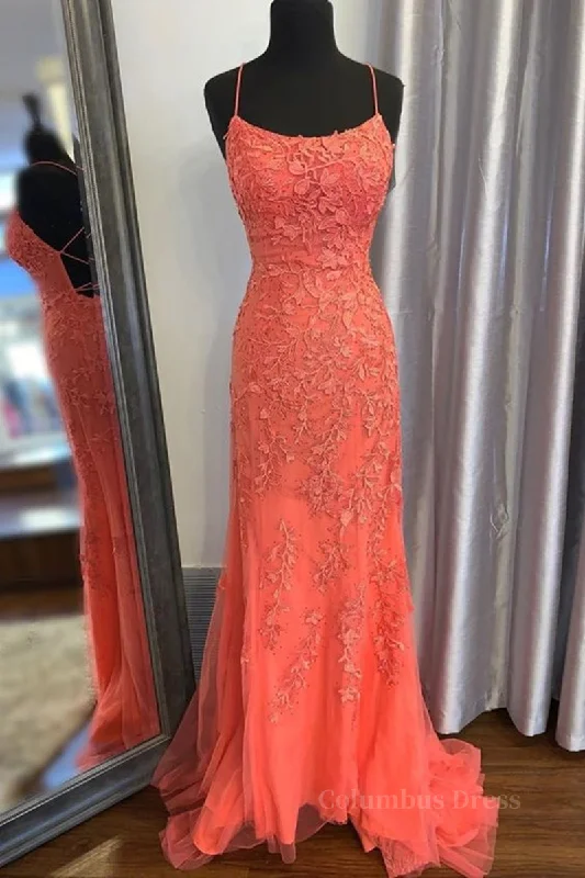 Mermaid Backless Orange Lace Long Corset Prom Dress, Mermaid Orange Lace Corset Formal Dress, Orange Lace Evening Dress outfit Flowy Lace Dress