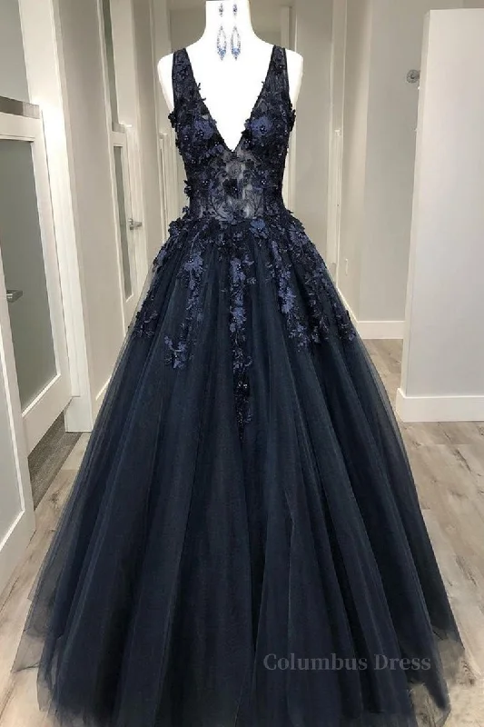 V Neck Beaded Black Lace Appliques Long Corset Prom Dress, Black Lace Corset Formal Graduation Evening Dress outfit Lace Mini Dress