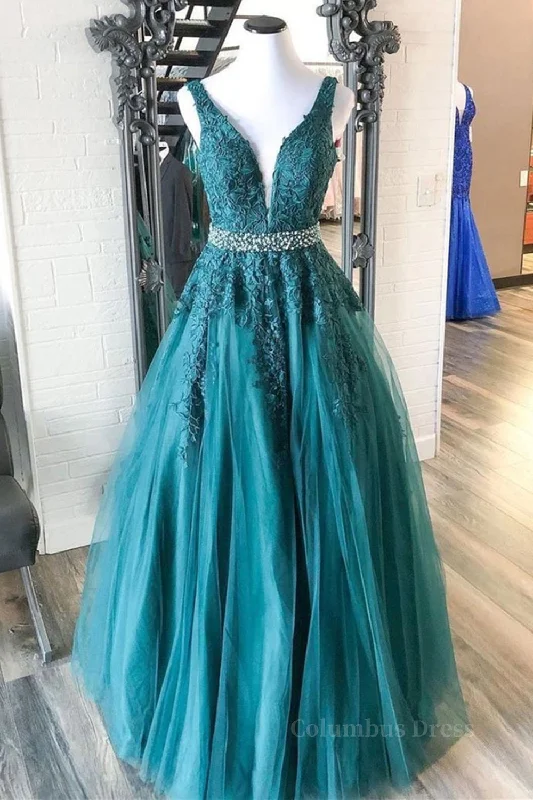 V Neck Green Lace Long Corset Prom Dress with Beaded Belt, Long Green Lace Corset Formal Evening Dress outfit Lace Cocktail Gown