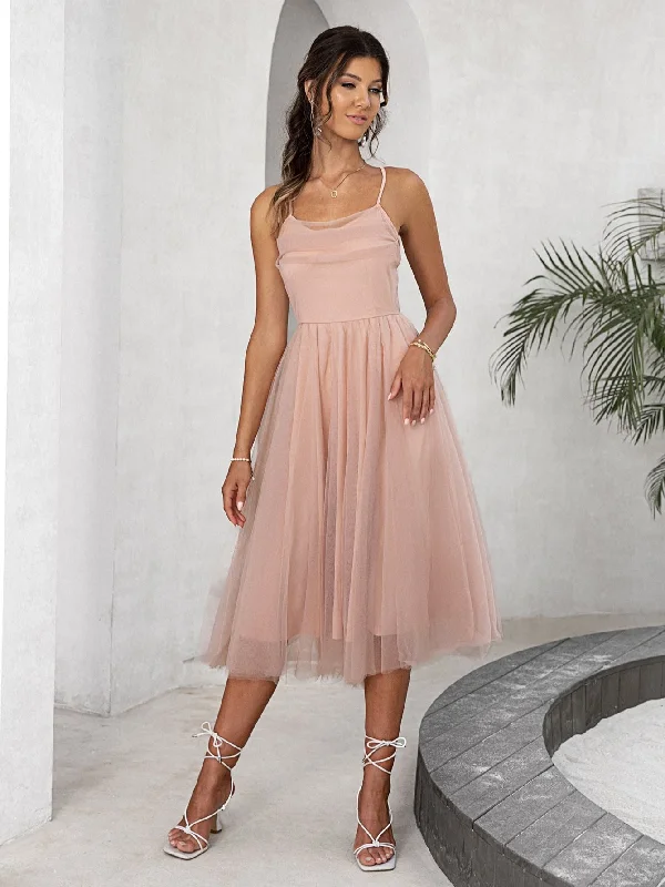 Women's Summer Lace Up Pink Dress Lace Wedding Gown