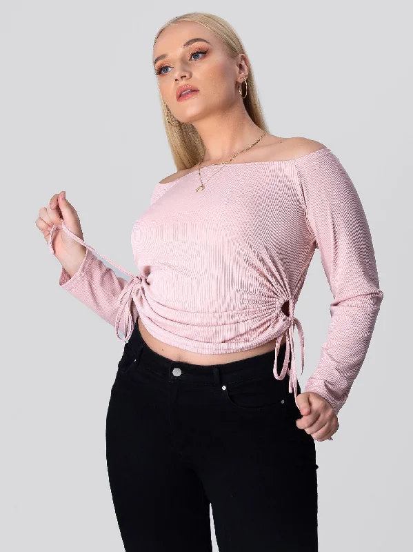 Plus Size Pink Cropped Tops Autumn Winter 2023 Women Large Y2k 4XL Long Sleeve Blouses Streetwear Casual Oversize Ladies T Shirt