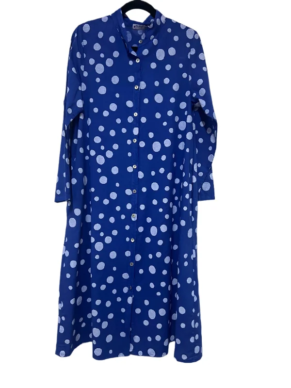 Cotton Spot Shirt Dress - Royal Linen Shirt Dress