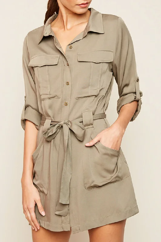 Fashion Olive Shirt Dress Relaxed Fit Shirt