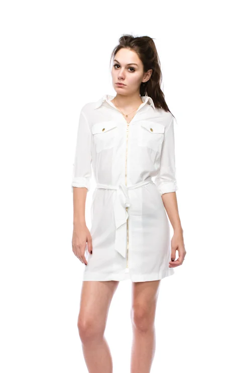 Fashion White Shirt Dress Printed Button Shirt