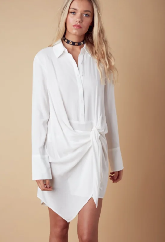 Summer Tie Up White Shirt Dress Shirt Dress Party