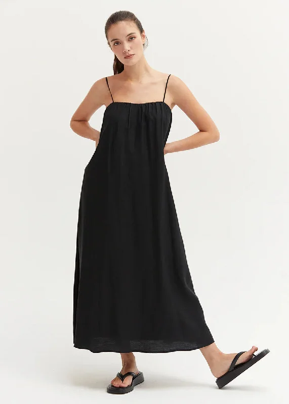 Lana Bubble Midi Dress - Black Elegant Midi Skirt