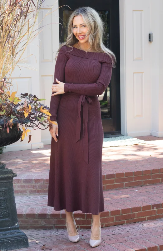 Wrapped In Grace Off Shoulder Midi Sweater Dress Wrap Midi Skirt